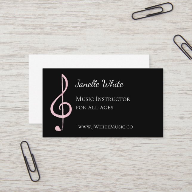 Tarjeta De Visita Pink Treble Clef Music Cards (Anverso/Reverso In Situ)