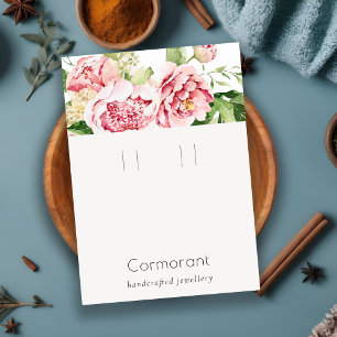 Tarjeta De Visita Pink Watercolor Peony Floral Loop Holop