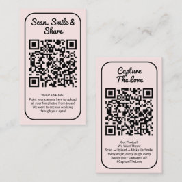 Tarjeta De Visita Pink Wedding Photo Sharing Capture Love QR Code 
