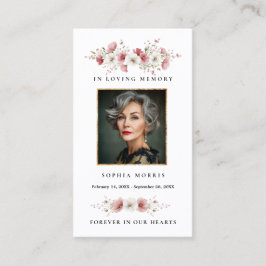 Tarjeta De Visita Pink Wild Flowers Funeral Prayer Card
