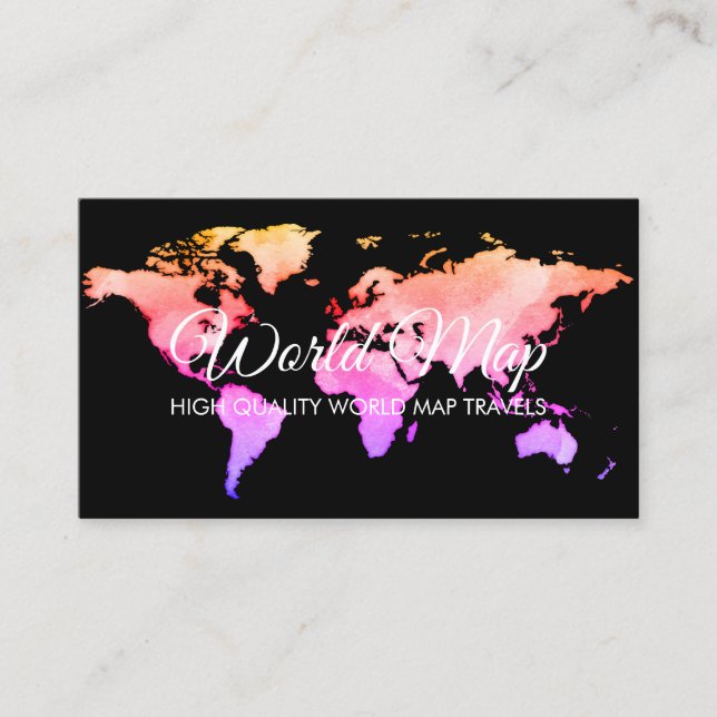 Tarjeta De Visita Pink World Map Trip Globe Travel Agent (Anverso)