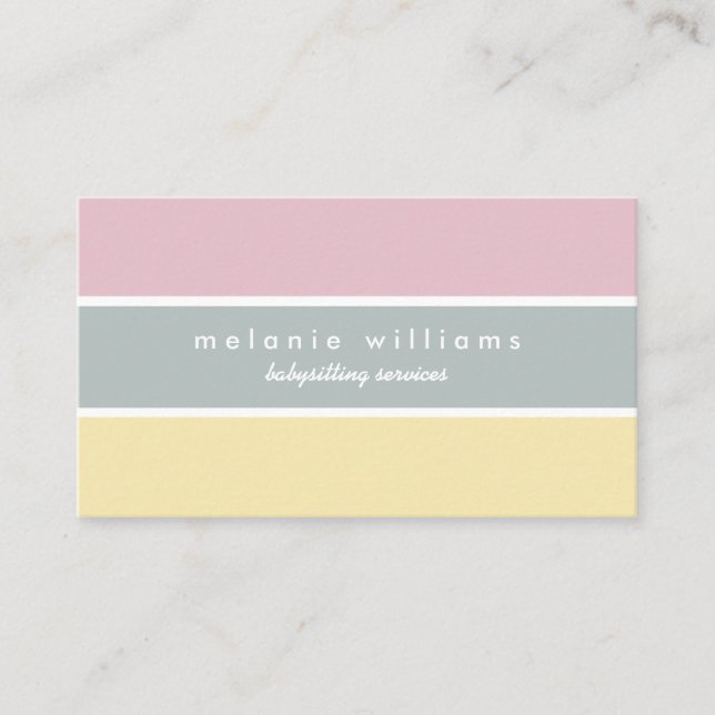 Tarjeta De Visita Pink yellow cute minimal feminine babysitting card (Anverso)