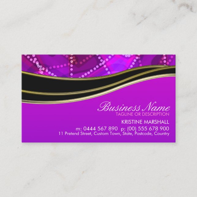 Tarjeta de visita Pinky Purple Black+Gold (Anverso)