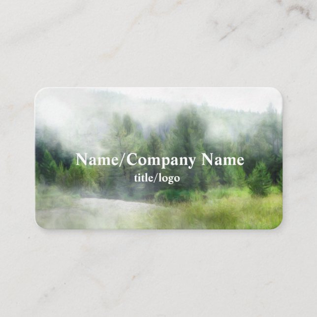 Tarjeta De Visita pinos de montaña de arte natural en la niebla (Anverso)
