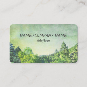 Tarjeta De Visita pinos de montaña de naturaleza personalizado verde