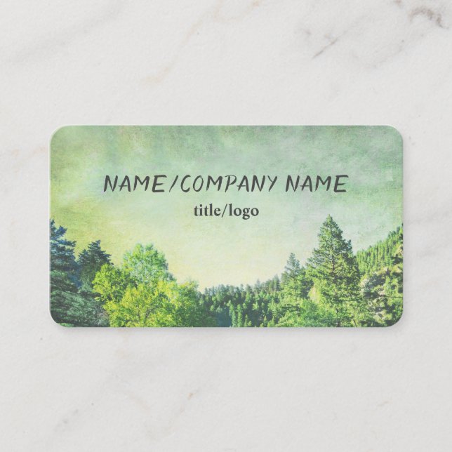 Tarjeta De Visita pinos de montaña de naturaleza personalizado verde (Anverso)