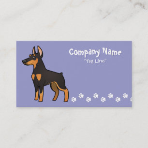 Tarjeta De Visita Pinscher del Doberman del dibujo animado (oídos