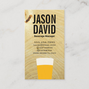 Tarjeta De Visita Pinta de cerveza   Grano de madera