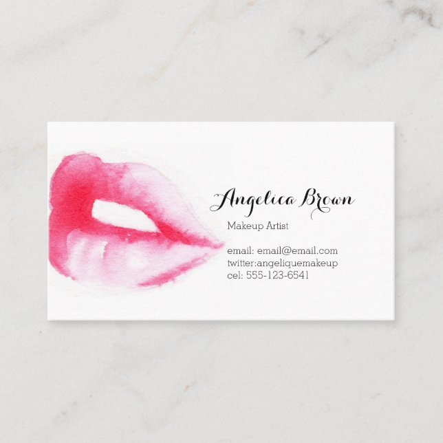 Tarjeta de visita pintada de los labios (Anverso)