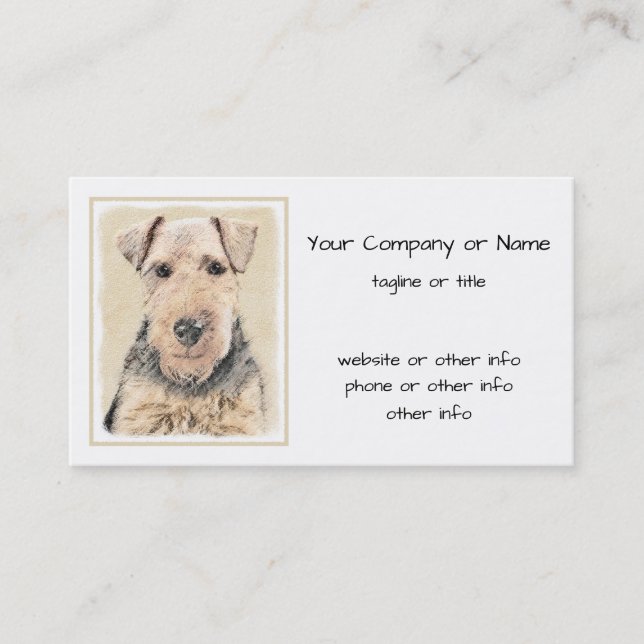 Tarjeta De Visita Pintado de Welsh Terrier - Arte de Perro Original. (Anverso)