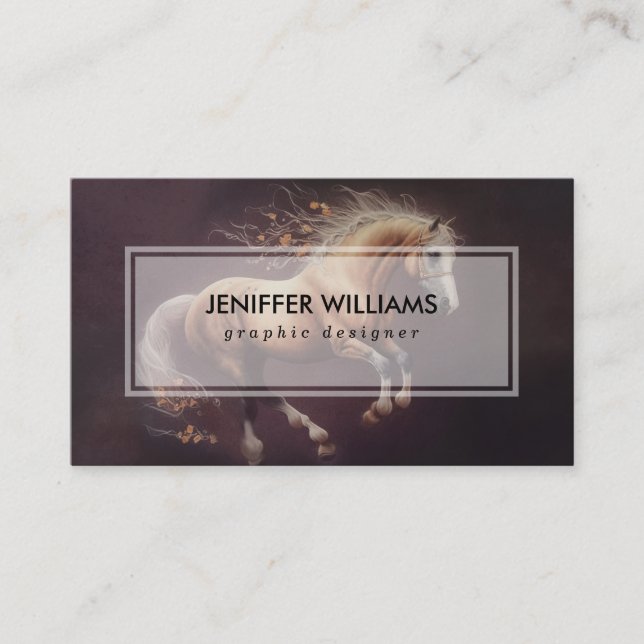 Tarjeta De Visita Pintado Pastel De Un Caballo Corriendo (Anverso)