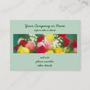 Tarjeta De Visita Pintado Rose Bouquet - Arte de Flor Original.