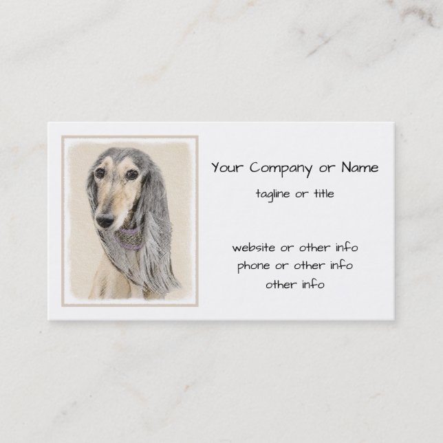 Tarjeta De Visita Pintado Saluki (Amanecer) - Arte Perro Original Cu (Anverso)