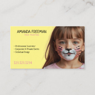 Tarjeta De Visita Pintado simple de cara rosa y amarillo para niños