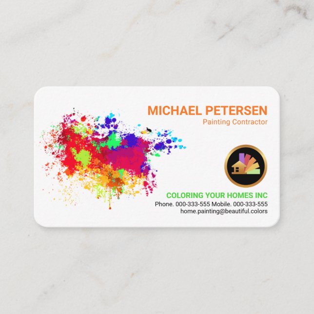 Tarjeta De Visita Pintador principal de la bandeja de pintura colori (Anverso)