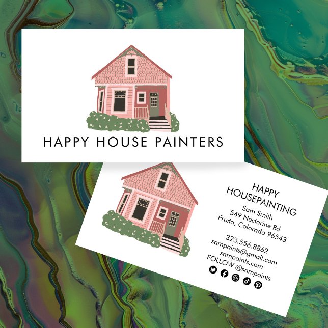 Tarjeta De Visita Pintando casas Construcción de Handyman Iconos Soc (House Painting Handyman Construction Social Icons Business Card
)