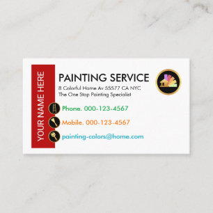 Tarjeta De Visita Pintando Iconos En Capa De Pared Roja