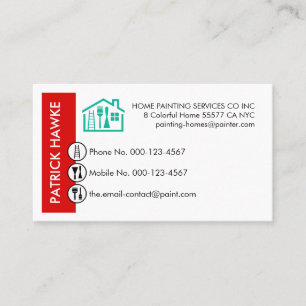 Tarjeta De Visita Pintando Iconos En Capa De Pared Roja