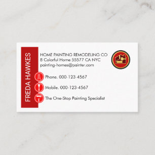 Tarjeta De Visita Pintando Iconos En Capa De Pared Roja