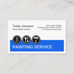 Tarjeta De Visita Pintando iconos en la capa de pintor azul