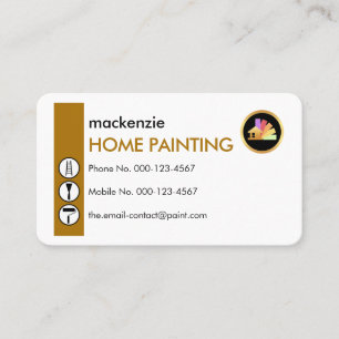 Tarjeta De Visita Pintando Iconos En Pared Marrón Vertical