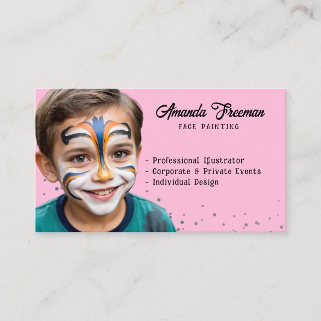 Tarjeta De Visita Pintor de artista moderno rosa y Fiesta negro (Anverso)