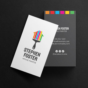 Tarjeta De Visita Pintor de Casas Minimalista Cepillo de Pintura Col
