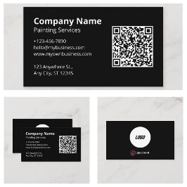 Tarjeta De Visita Pintor de código QR escaneable negro