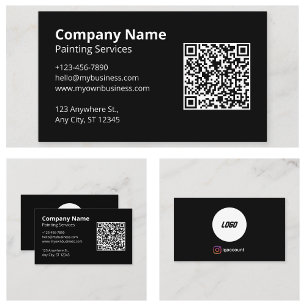 Tarjeta De Visita Pintor de código QR escaneable negro