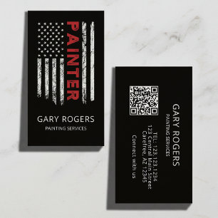 Tarjeta De Visita Pintor de código QR moderno bandera de Estados Uni