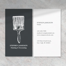 Tarjeta De Visita Pintor & Decorador Gris Carbón Blanco Mínimo