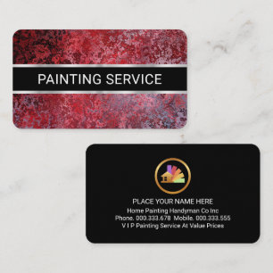 Tarjeta De Visita Pintor Grunge Rojo Minimalista Simple