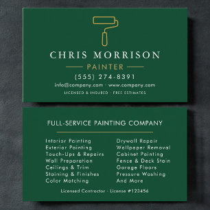 Tarjeta De Visita Pintor Minimalista Geen Gold Moderno