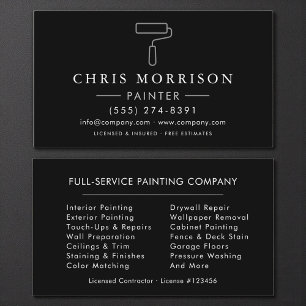 Tarjeta De Visita Pintor Negro Plateado Moderno