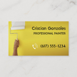Tarjeta De Visita Pintor profesional | Color amarillo decorativo de 