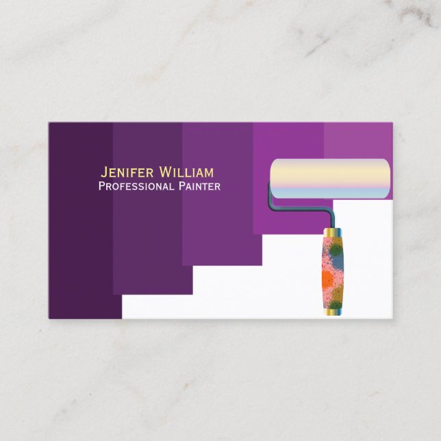 Tarjeta De Visita pintor profesional púrpura (Anverso)