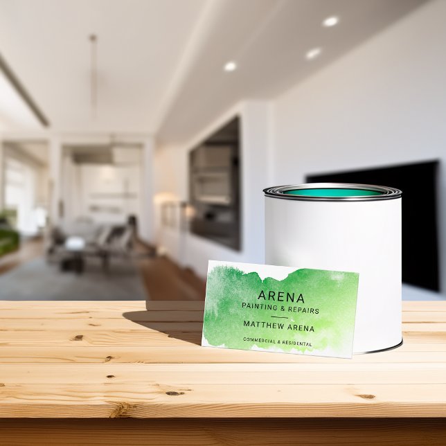 Tarjeta De Visita Pintor Verde Salpicadura Moderna (Modern Splash Ombre Blue Green Painter Business Card)