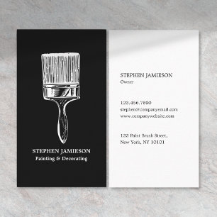 Tarjeta De Visita Pintor y Decorador Moderno Minimalista Negro Blanc