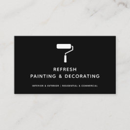 Tarjeta De Visita Pintor Y Decorador Paint Roller Negro Moderno