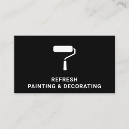Tarjeta De Visita Pintor Y Decorador Paint Roller Negro Moderno