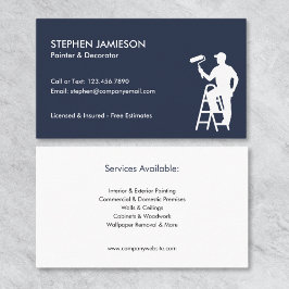 Tarjeta De Visita Pintor y decorador Servicios de pintura Azul Blanc