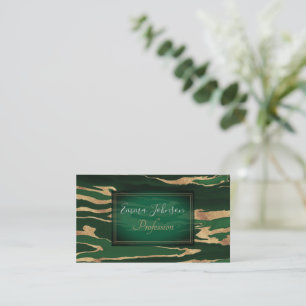 Tarjeta De Visita Pintura abstracta de mármol verde dorado