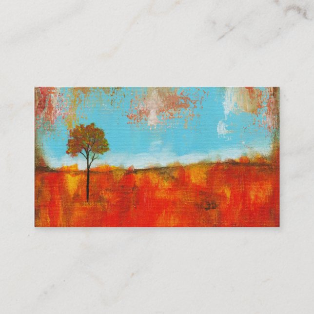 Tarjeta De Visita Pintura abstracta del arte del árbol del paisaje (Anverso)
