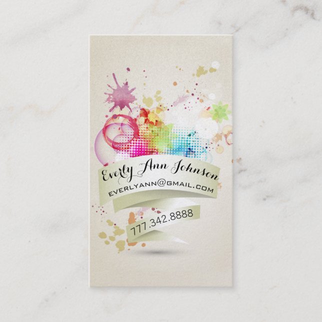 Tarjeta De Visita Pintura abstracta y diseño geométrico (Anverso)