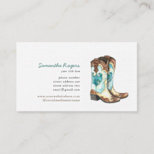 Tarjeta De Visita Pintura acuarela de Cowgirl Boots