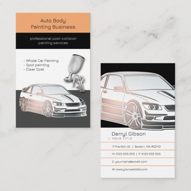 Tarjeta De Visita Pintura automática de cuerpo | Moderno (Anverso / Reverso)