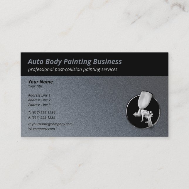 Tarjeta De Visita Pintura automática de cuerpo | Platino profesional (Anverso)