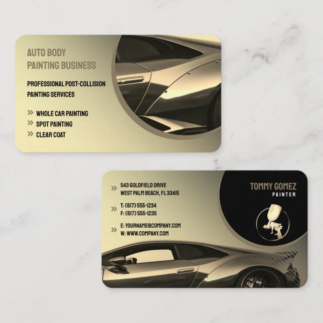 Tarjeta De Visita Pintura automática de cuerpo | Profesional Moderno (Anverso / Reverso)