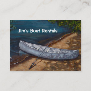 Tarjeta De Visita Pintura azul de la canoa, negocio del alquiler del