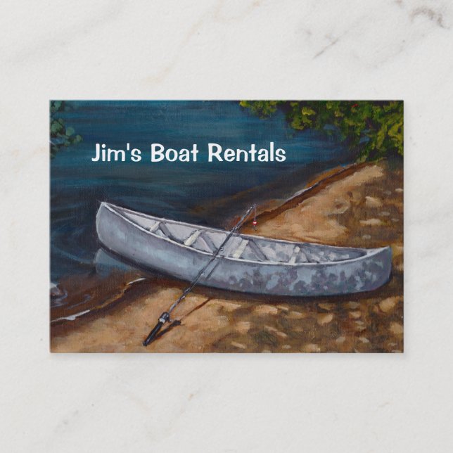 Tarjeta De Visita Pintura azul de la canoa, negocio del alquiler del (Anverso)